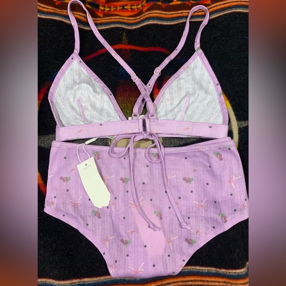 NWT For Love and Lemons Size XL Lavender Floral Bra & Set - Picture 3 of 12